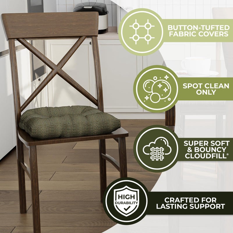 Klear Vu وسائد كراسي طعام غير قابلة للانزلاق من كليار فيو، مبطنة بشكل زائد، عالمية للاستخدام في المطبخ أو المكتب، وسادة مقعد على شكل حرف U، 17x17 بوصة، 2 قطعة (عبوة من 1)، لون أخضر على شكل خلية نحل - Image 2